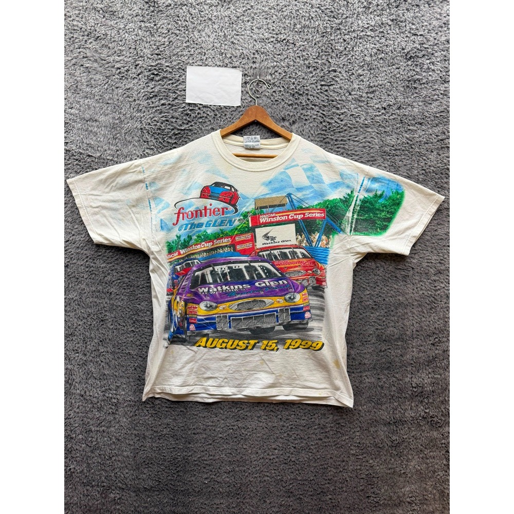 Vintage 1999 Nascar AOP Winston Cup Series Watkins Glen Graphic T-Shirt Size XL